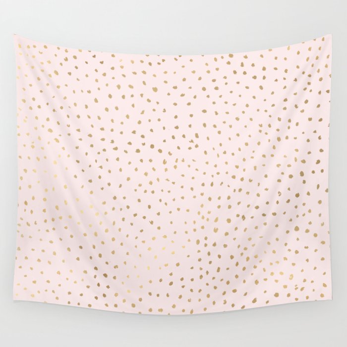 Dotted Gold & Pink Wall Tapestry