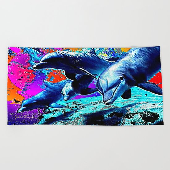 Dolphins 3 Beach Towel