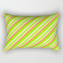 [ Thumbnail: Coral, Chartreuse, and Pale Goldenrod Colored Lined/Striped Pattern Rectangular Pillow ]