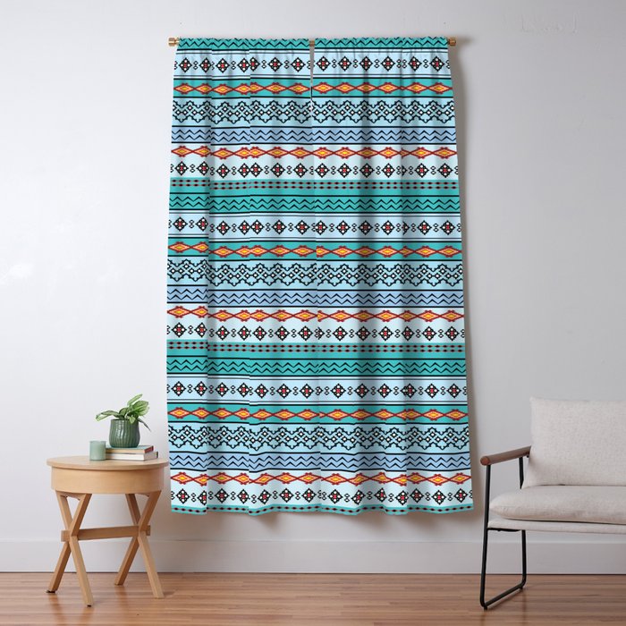 Modern Native Navajo Ethnic Tribal V 02 Sky Blue Color Blackout