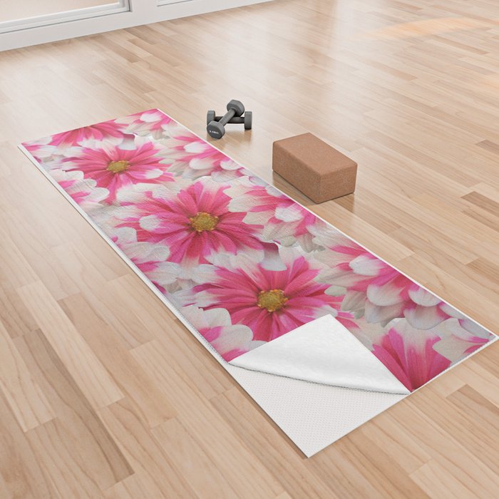 Dahlia Flower Pattern Yoga Towel