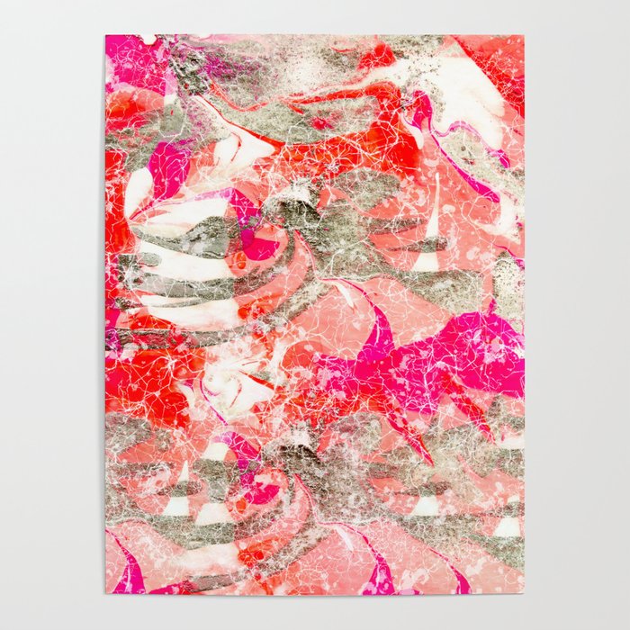 Marbling in Pink Poster