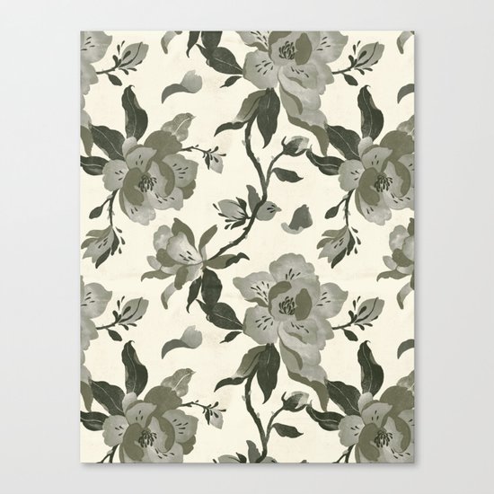 Black Magnolia Pattern Canvas Print