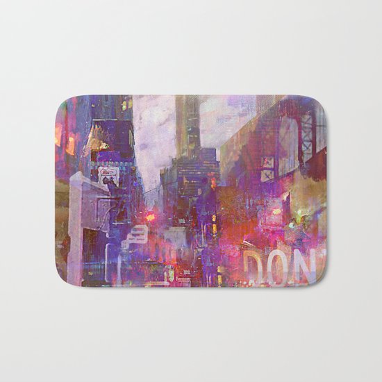 Snowstorm on the city Bath Mat