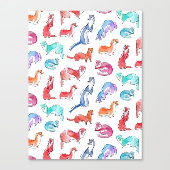 Rainbow weasels Canvas Print