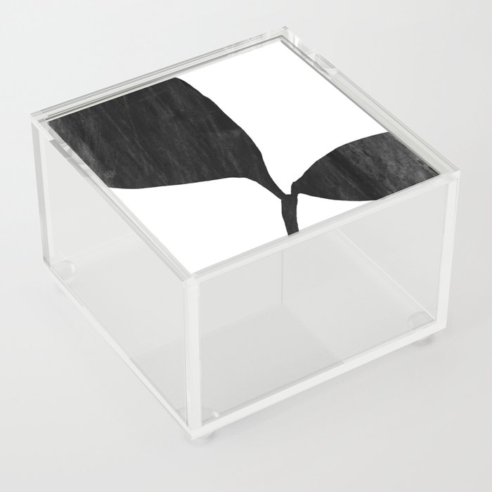 Black and White Watercolor Plant Silhouette 2 Acrylic Box