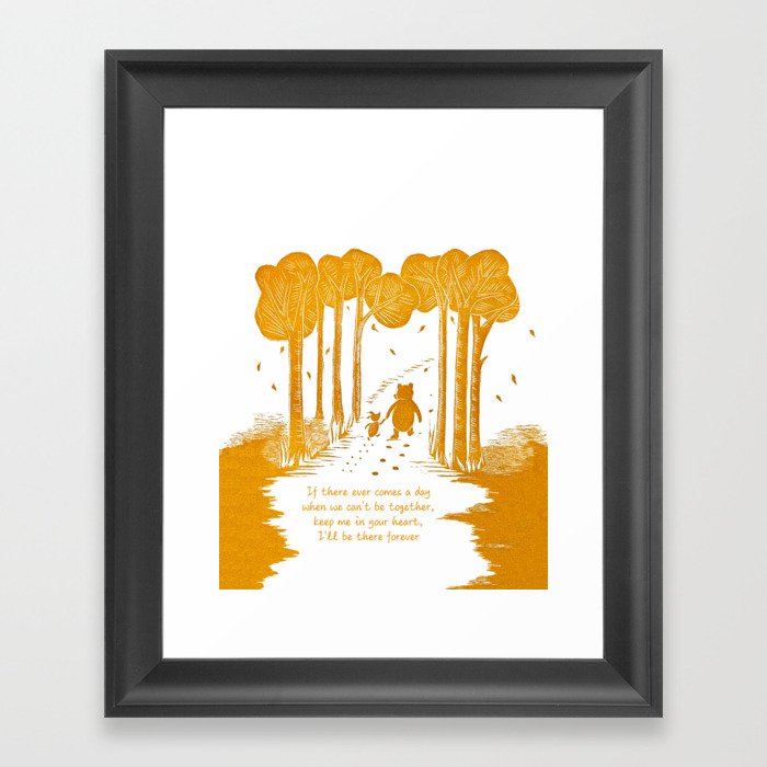 Pooh "If there ever comes a day" friendship quote linocut Framed Art Print