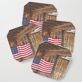 Rural American Flag in a Traditional Rustic Barn Coaster