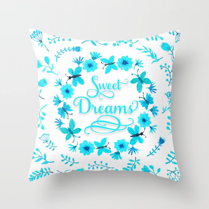 Sweet Dreams - Light Blue Throw Pillow
