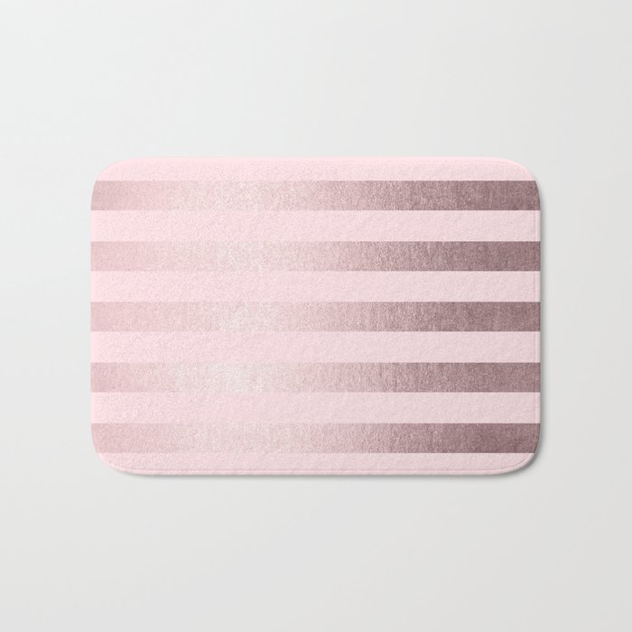 Shimmer Stripes Rose Gold Palace on Pink Bath Mat by Simple Luxe by