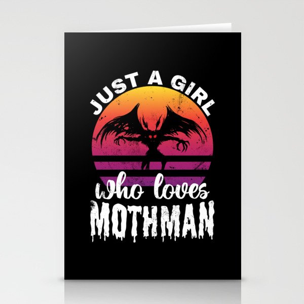 Just a Girl who loves Mothman Retro Sunset Womens Stationery Cards