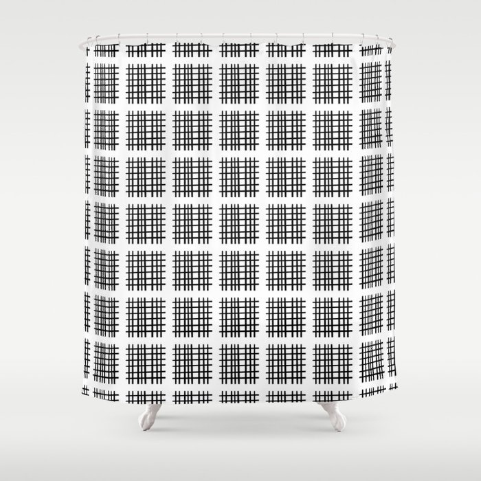 Black+White Check Pactch Shower Curtain