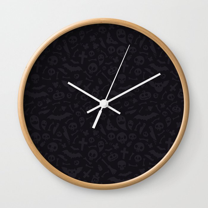 Dark Halloween Pattern Wall Clock