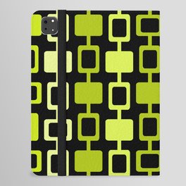 Mid Century Modern Square Columns Black Chartreuse iPad Folio Case