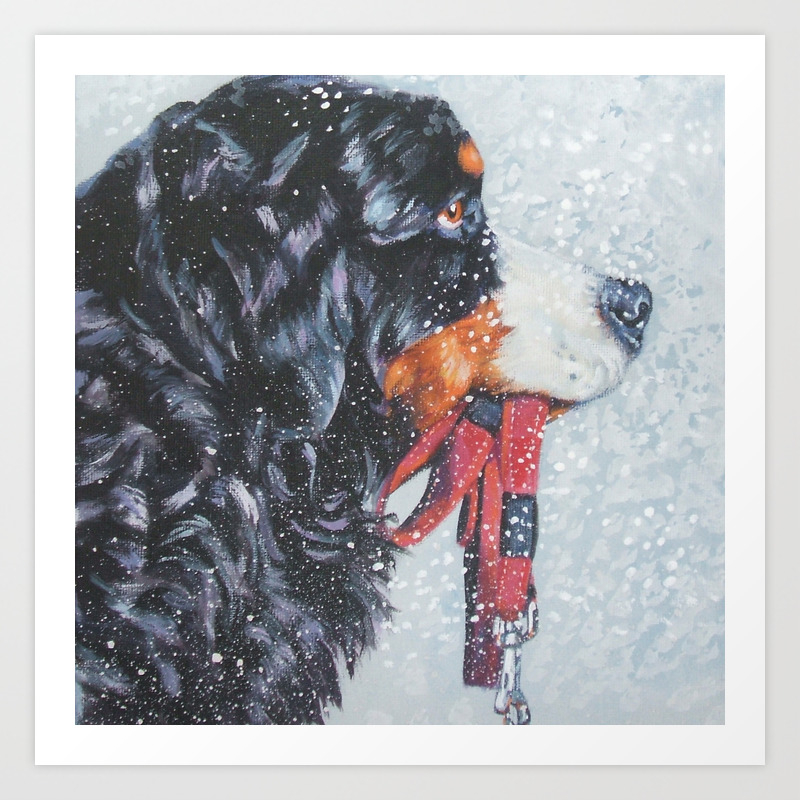 Bernese Mountain Dog Art Portrait Fine Art Dog Painting By L A