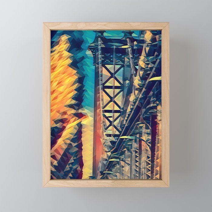 Manhattan Bridge in New York City Framed Mini Art Print