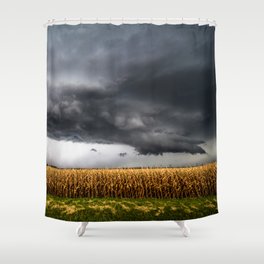 Corn Field - Storm Over Withered Crop in Southern Kansas Shower Curtain