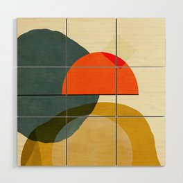 mid century geometric modern painting abstract II Wood Wall Art