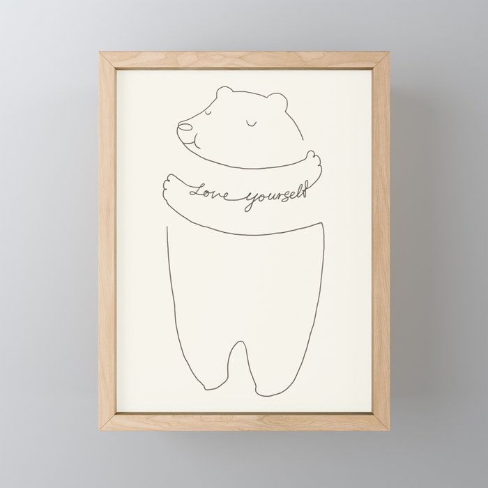 Love Yourself Bear Framed Mini Art Print