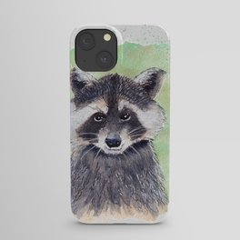 Raccoon Portrait Watercolor - White Background iPhone Case