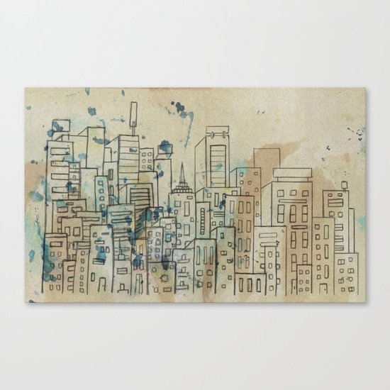Sketch of buildings in a city that doesn't exist Canvas Print