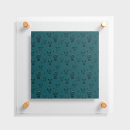 Teal Blue and Black Hand Drawn Dog Puppy Pattern Floating Acrylic Print