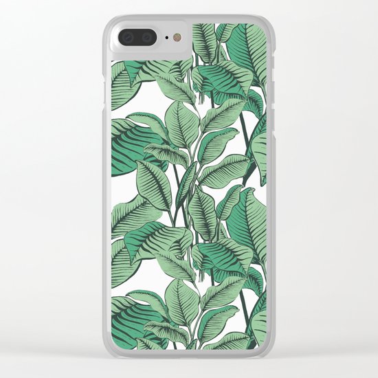 Exotic Tropical Banana Palm Leaf Print Clear iPhone Case