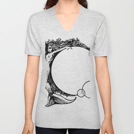 MIna: Mermaid in black and white V Neck T Shirt