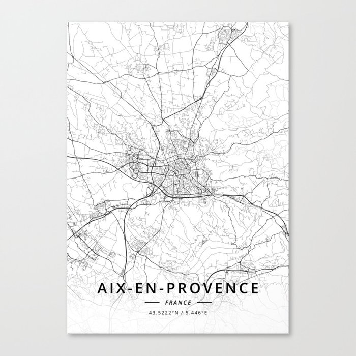 Aix-en-Provence, France - Light Map Canvas Print