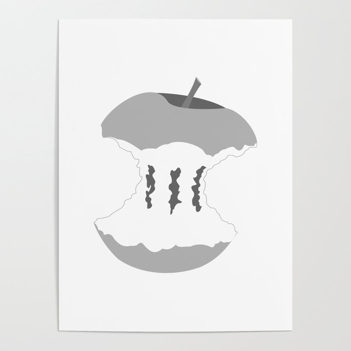 Black and White Apple Core Poster