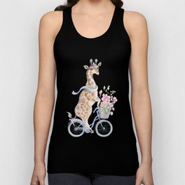 Sublimation Design, Giraffe, PNG Clipart, Giraffe on the bicycle, New Baby Card Design Tank Top