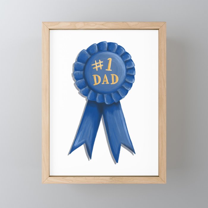Number 1 Dad Ribbon Framed Mini Art Print