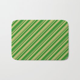[ Thumbnail: Forest Green & Dark Khaki Colored Lines/Stripes Pattern Bath Mat ]