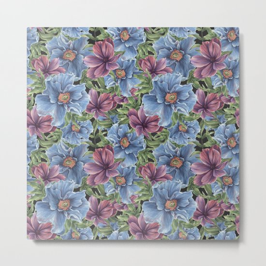 Hibiscus Flowers on Chalkboard Metal Print