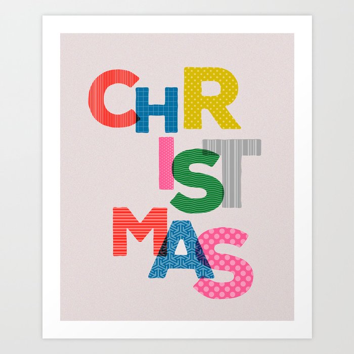 Christmas colorful typography Art Print
