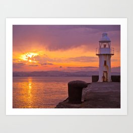 Sunset over Brixham Lighthouse Art Print | Devon, Trawler, Market, Sunsetoverwater, Sunset, Ships, Colour, Takenatsunset, Torquay, Evening 