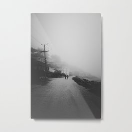 Foggy Walks On The Beach Metal Print