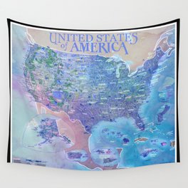 United States of America National Park Adventure Map Wall Tapestry
