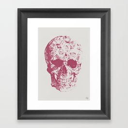 Grunge Floral Skull - Pink Framed Art Print