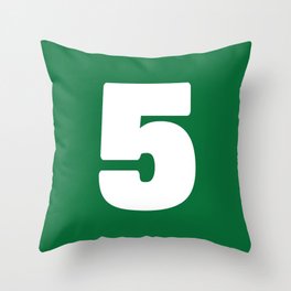 5 (White & Olive Number) Throw Pillow