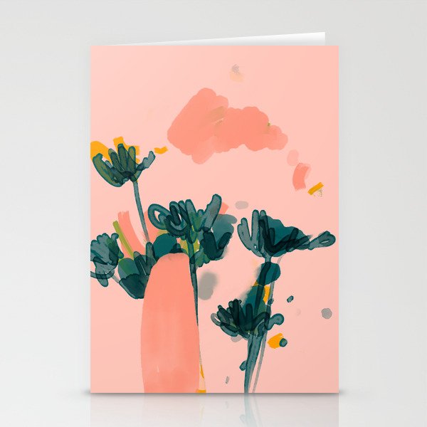 Abstract Floral On Peach Stationery Cards