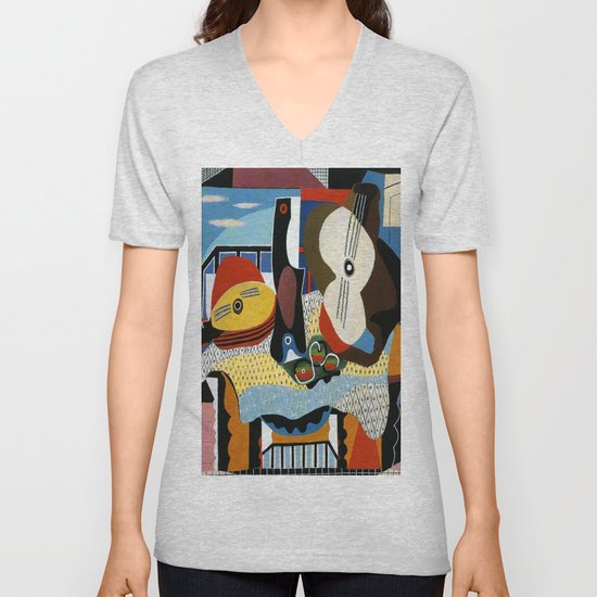 Pablo Picasso Mandolin and Guitar Unisex V-Neck by jjbzz ...