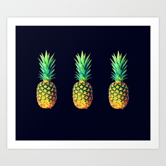 Night Knights Pineapples Art Print