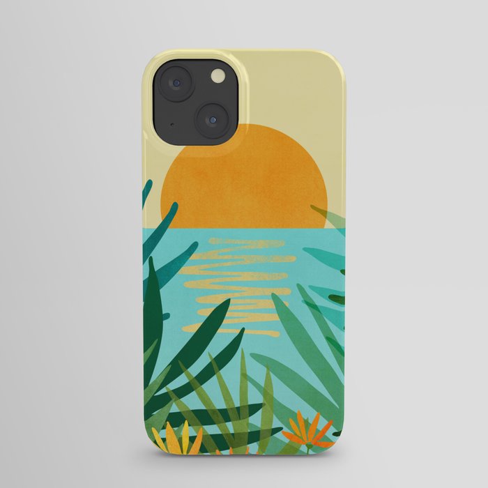 Tropical Ocean View Landscape Illustration iPhone Case