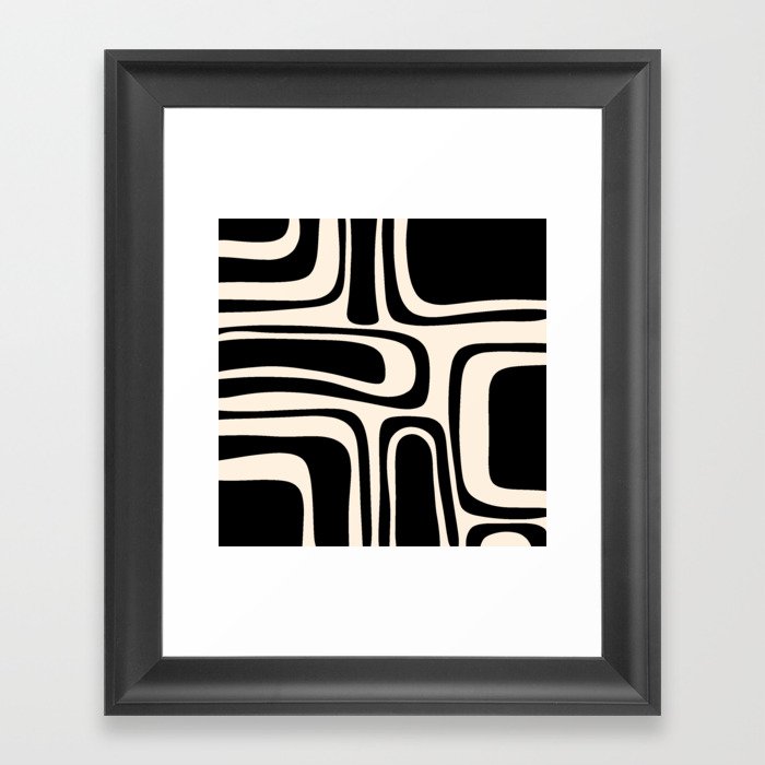 Palm Springs Midcentury Modern Abstract Pattern in Black and Almond