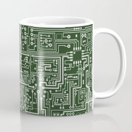 Circuit Board // Green & Silver Coffee Mug | Science, Microchip, Circuit, Computer, Geek, Circuits, Electronics, Technological, Computernerd, Tech 
