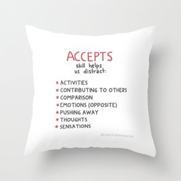 DBT Skills: ACCEPTS | Dialectical Behavioral Therapy Psychology Gift Throw Pillow