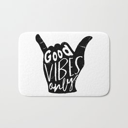 Good Vibes Only Shaka Bath Mat | Typography, Shaka, Customlettering, Lettering, Surfing, Black And White, Goodvibesonly, Graphicdesign, Digital, Quote 