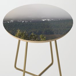 Scottish Highlands Winter's Misty Mountain View Side Table