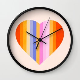 Retro Rainbow Heart Wall Clock